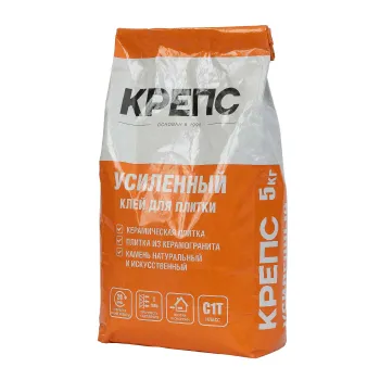 Изображение товара Клей для плитки Крепс Усиленный С1 Т 5 кг для внутренних и наружных работ Изображение товара Клей для плитки Крепс Усиленный С1 Т 5 кг для внутренних и наружных работ
