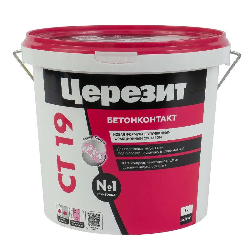 Грунтовка Церезит СТ 19 бетонконтакт, 5 кг_1