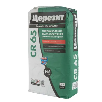 Изображение товара Гидроизоляция цементная Церезит CR65 20 кг для надежной защиты Изображение товара Гидроизоляция цементная Церезит CR65 20 кг для надежной защиты