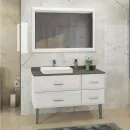 Тумба с раковиной Comforty Империя 120 белая с серой столешницей_1