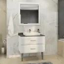 Тумба с раковиной Comforty Империя 80 белая с серой столешницей_1