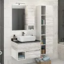 Тумба с раковиной Comforty Прага 75 дуб белый с серой столешницей_2