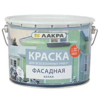 Изображение товара Фасадная краска Лакра матовая 14кг - акриловая, колеруемая для фасадных работ Изображение товара Фасадная краска Лакра матовая 14кг - акриловая, колеруемая для фасадных работ