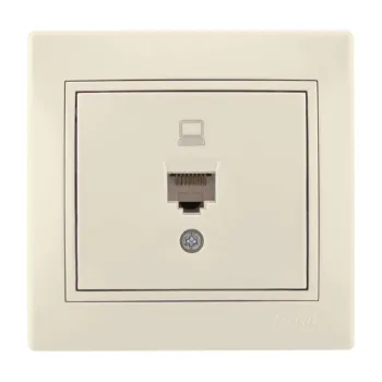 Изображение товара Розетка компьютерная бежевая Lezard Мира для внутренней установки RJ45 Изображение товара Розетка компьютерная бежевая Lezard Мира для внутренней установки RJ45