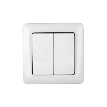 Изображение товара Двухклавишный накладной выключатель Хит белый IP20 Wessen Изображение товара Двухклавишный накладной выключатель Хит белый IP20 Wessen