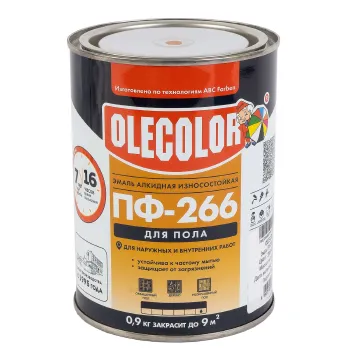 Изображение товара Эмаль ПФ-266 для пола Olecolor золотистая глянцевая 0,9кг Изображение товара Эмаль ПФ-266 для пола Olecolor золотистая глянцевая 0,9кг