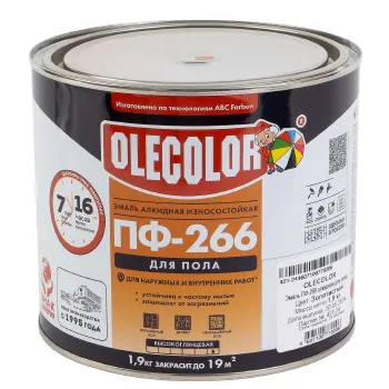 Изображение товара Эмаль ПФ-266 для пола Olecolor глянцевая коричневая 1,9 кг Изображение товара Эмаль ПФ-266 для пола Olecolor глянцевая коричневая 1,9 кг