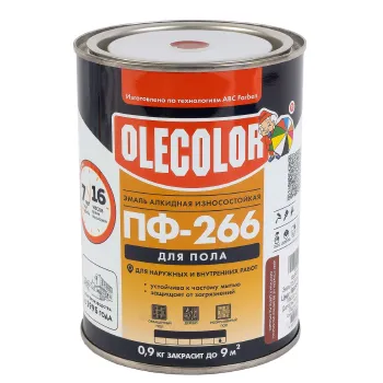 Изображение товара Эмаль ПФ-266 для пола Olecolor красно-коричневая глянцевая 0,9 кг Изображение товара Эмаль ПФ-266 для пола Olecolor красно-коричневая глянцевая 0,9 кг