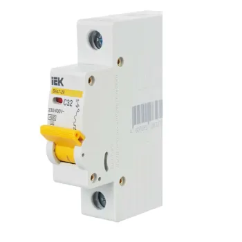 Изображение товара Автоматический выключатель IEK C 32А 4.5кА однополюсный для защиты цепей Изображение товара Автоматический выключатель IEK C 32А 4.5кА однополюсный для защиты цепей