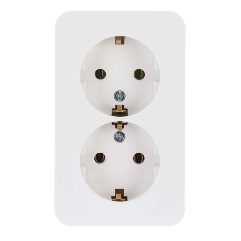 Розетка двухместная накладная с заземлением Blanca белая IP20 Systeme Electric_1