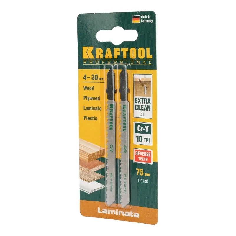 Полотно для электролобзика по дереву Kraftool T101BR шаг 2,5мм, 75 мм чистый рез 2 шт_1