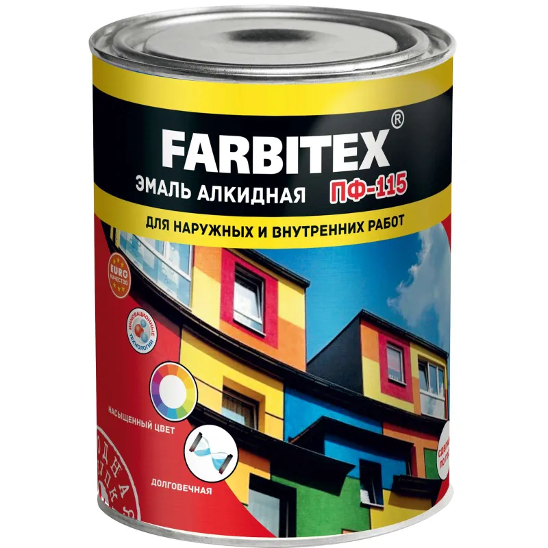 Эмаль ПФ-115 Farbitex темно-серая глянцевая 0,8кг_1