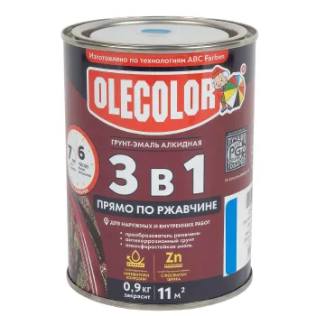 Грунт-эмаль по ржавчине 3 в 1 Olecolor голубая 0,9 кг