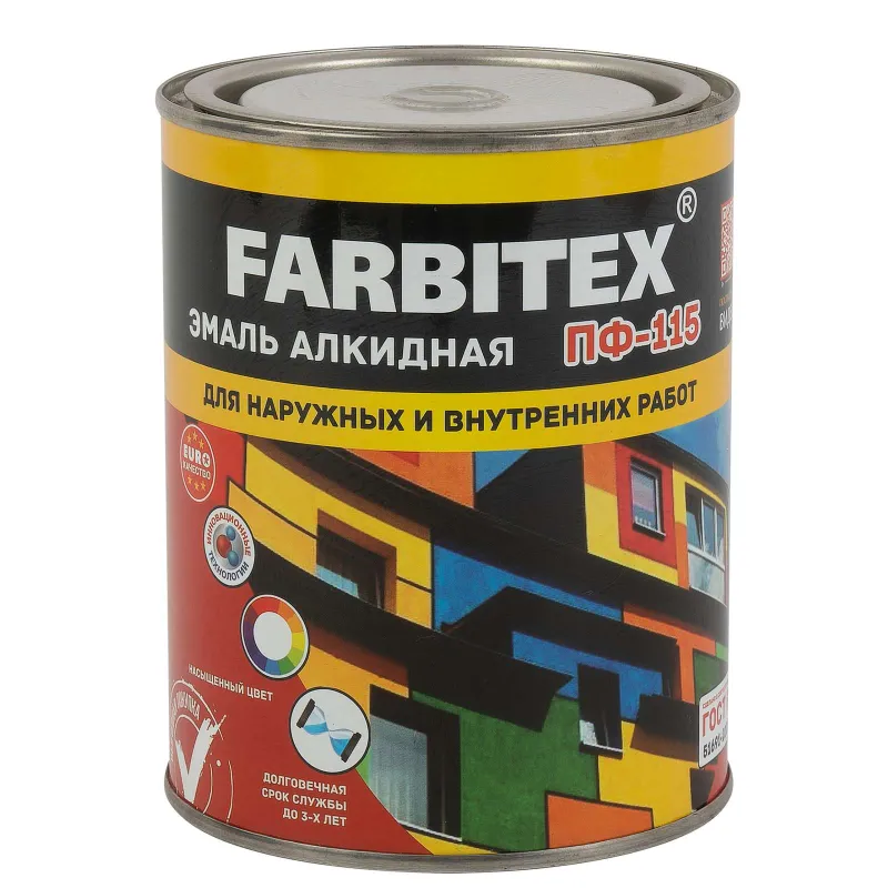 Эмаль ПФ-115 FARBITEX светло-серый 0,8 кг_1