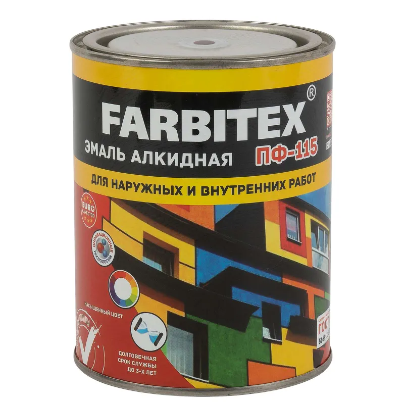 Эмаль ПФ-115 Farbitex шоколадная глянцевая 0,8кг_1