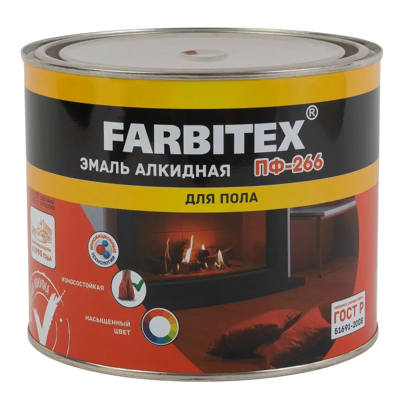 Эмаль ПФ-266 Farbitex красно-коричневая глянцевая 1,8кг_1