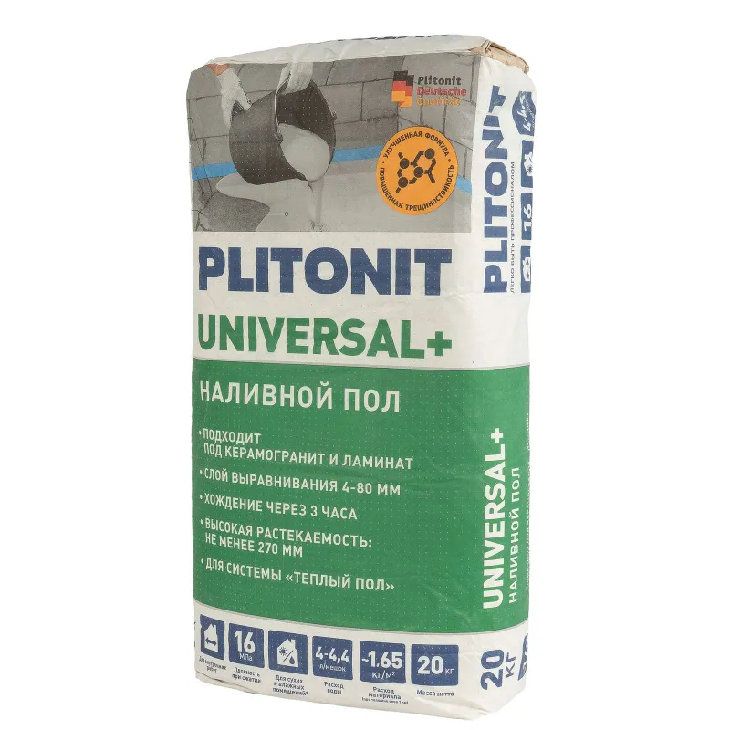 Пол наливной быстротвердеющий универсальный Plitonit Universal+ 20 кг_1