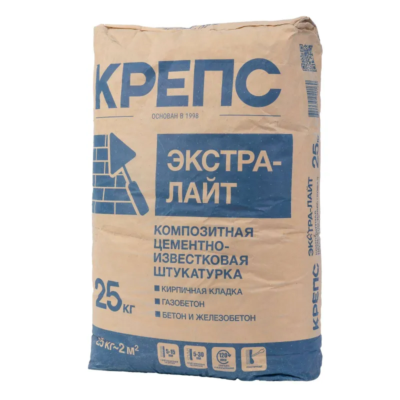 Штукатурка цементно-известковая Крепс Экстра Лайт 25 кг_1