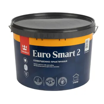 Изображение товара Краска для потолков Tikkurila Euro Smart 2 база A 9 л белая латексная Изображение товара Краска для потолков Tikkurila Euro Smart 2 база A 9 л белая латексная