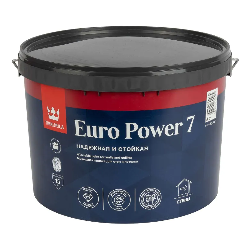 Краска интерьерная моющаяся Euro 7 матовая 9л Tikkurila_1