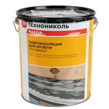 Изображение товара Битумно-резиновая мастика AquaMast Кровля 18 кг для кровельных работ Изображение товара Битумно-резиновая мастика AquaMast Кровля 18 кг для кровельных работ
