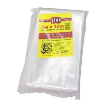 Изображение товара Полиэтиленовая пленка 100 мк 3х10 м строительная водонепроницаемая Изображение товара Полиэтиленовая пленка 100 мк 3х10 м строительная водонепроницаемая