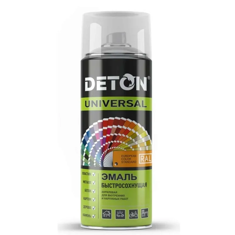 Эмаль аэрозольная Deton Universal акриловая транспортный красный RAL 3020 520 мл_1