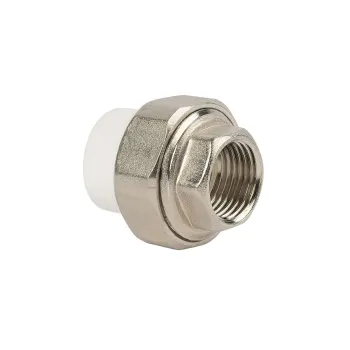 Изображение товара Муфта полипропиленовая 20х1/2" ВР комбинированная разъемная усиленная TEBO Изображение товара Муфта полипропиленовая 20х1/2" ВР комбинированная разъемная усиленная TEBO