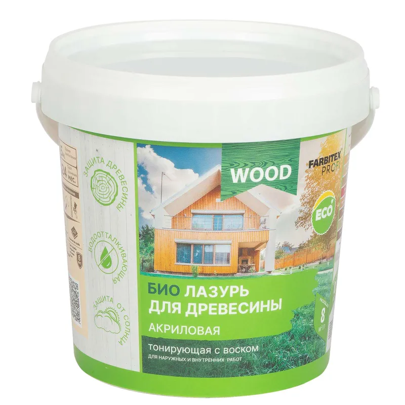 Лазурь акриловая защитно-красящая Farbitex Профи Wood тик полуглянцевая 0,9л_1