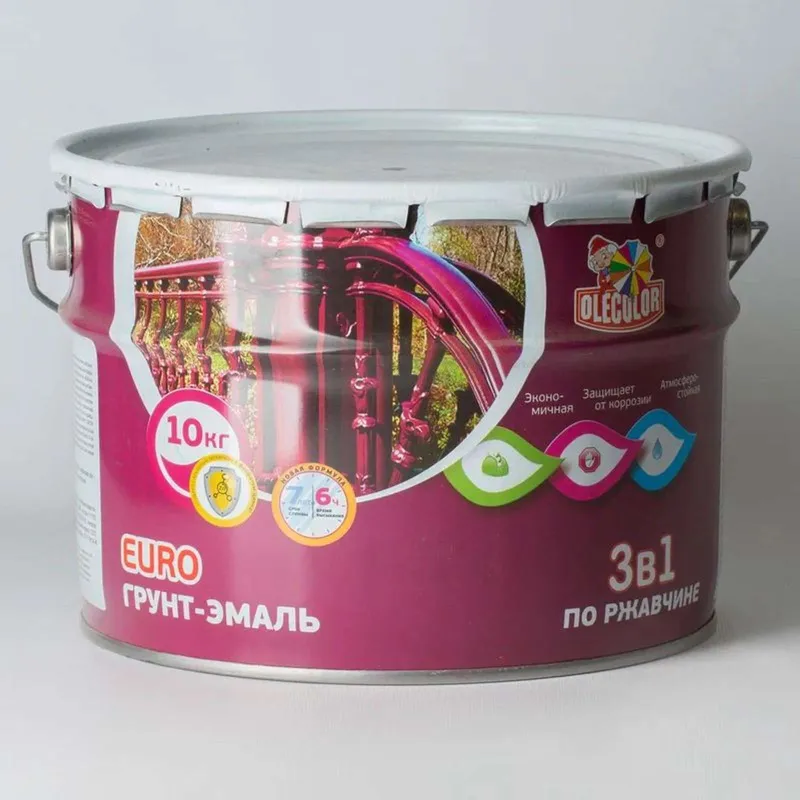 Грунт-эмаль по ржавчине 3 в 1 Olecolor красно-коричневый 10 кг_1