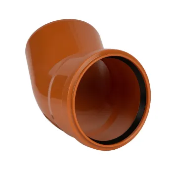 Изображение товара Отвод канализационный наружный из НПВХ 110 мм 45 градусов Изображение товара Отвод канализационный наружный из НПВХ 110 мм 45 градусов