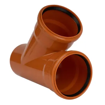 Изображение товара Канализационный тройник наружный 110х110мм 45° раструб RTP Изображение товара Канализационный тройник наружный 110х110мм 45° раструб RTP