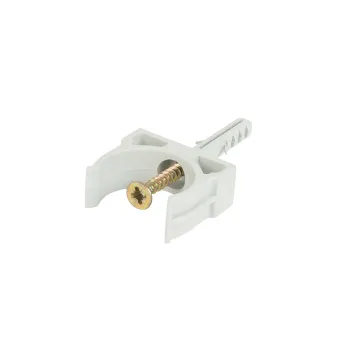 Изображение товара Держатель для труб клипса D25 мм с дюбелем и винтом DKC 51325R5 Изображение товара Держатель для труб клипса D25 мм с дюбелем и винтом DKC 51325R5