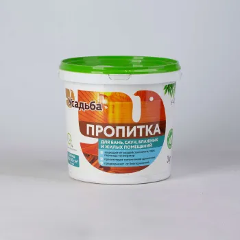 Изображение товара Пропитка для бань и саун Усадьба У-409 3 кг для защиты дерева Изображение товара Пропитка для бань и саун Усадьба У-409 3 кг для защиты дерева