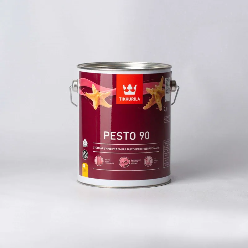Эмаль алкидная Tikkurila Pesto 90 белая высокоглянцевая 2,7л_1