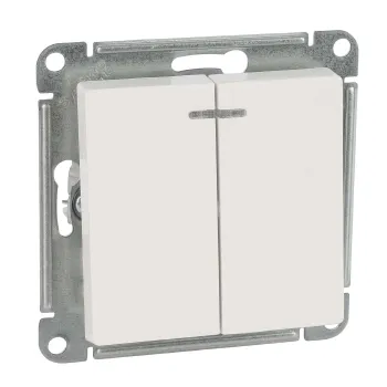 Изображение товара Выключатель двухклавишный с подсветкой AtlasDesign белый от Systeme Electric Изображение товара Выключатель двухклавишный с подсветкой AtlasDesign белый от Systeme Electric