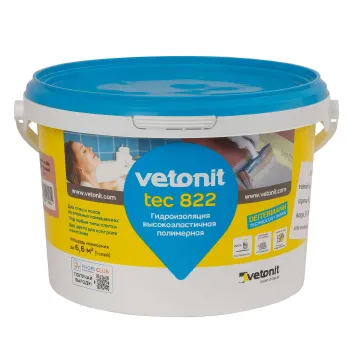 Изображение товара Гидроизоляция эластичная полимерная Vetonit Tec 822 розовая 4 кг для внутренних и наружных работ Изображение товара Гидроизоляция эластичная полимерная Vetonit Tec 822 розовая 4 кг для внутренних и наружных работ