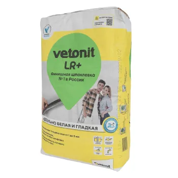Изображение товара Шпаклевка полимерная финишная Vetonit LR+, 20 кг для внутренних работ Изображение товара Шпаклевка полимерная финишная Vetonit LR+, 20 кг для внутренних работ