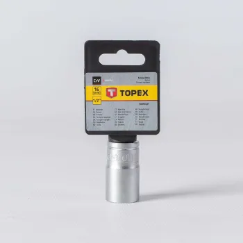 Изображение товара Головка торцевая 6-гранная 16 мм 1/2" матовое покрытие Topex Изображение товара Головка торцевая 6-гранная 16 мм 1/2" матовое покрытие Topex