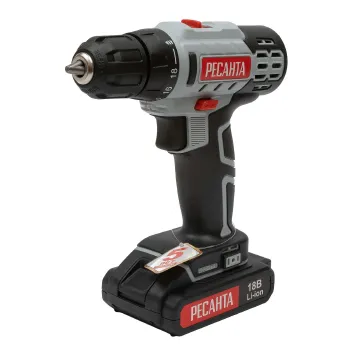 Изображение товара Дрель-шуруповерт Ресанта ДА-18-2ЛК 18В с двумя аккумуляторами Изображение товара Дрель-шуруповерт Ресанта ДА-18-2ЛК 18В с двумя аккумуляторами