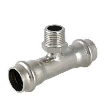 Тройник пресс Valtec 22х1/2" НР нержавеющая сталь