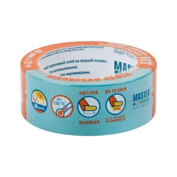 Изображение товара Лента малярная голубая Master Color 38ммх25м для деликатных поверхностей Изображение товара Лента малярная голубая Master Color 38ммх25м для деликатных поверхностей