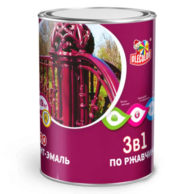 Грунт-эмаль по ржавчине 3 в 1 Olecolor коричневый 0,9 кг_1