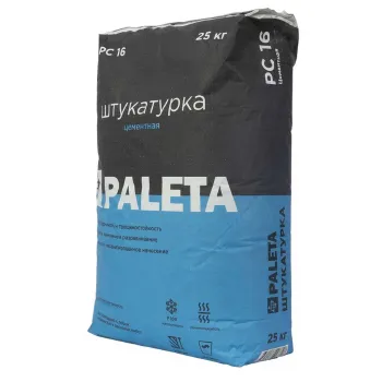 Изображение товара Штукатурка цементная Paleta PC 16 25 кг для внутренних и наружных работ Изображение товара Штукатурка цементная Paleta PC 16 25 кг для внутренних и наружных работ