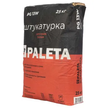 Изображение товара Штукатурка гипсовая Paleta PG 13 W белая 25 кг Изображение товара Штукатурка гипсовая Paleta PG 13 W белая 25 кг