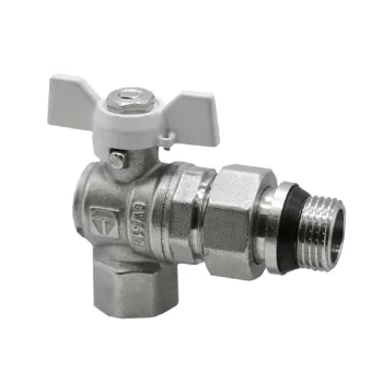 Изображение товара Кран шаровый со сгоном угловой HLV 1/2" бабочка для водопровода Изображение товара Кран шаровый со сгоном угловой HLV 1/2" бабочка для водопровода