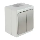 Выключатель двухклавишный накладной белый Вуокса IP54 TDM_1