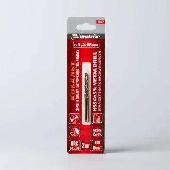 Изображение товара Сверло по металлу Cobalt 3,2 мм HSS Co-5% Matrix 2 шт Изображение товара Сверло по металлу Cobalt 3,2 мм HSS Co-5% Matrix 2 шт