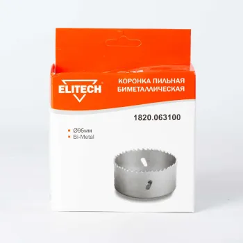 Изображение товара Коронка Elitech Bi-metal 95 мм универсальная для сверления металла дерева пластика Изображение товара Коронка Elitech Bi-metal 95 мм универсальная для сверления металла дерева пластика