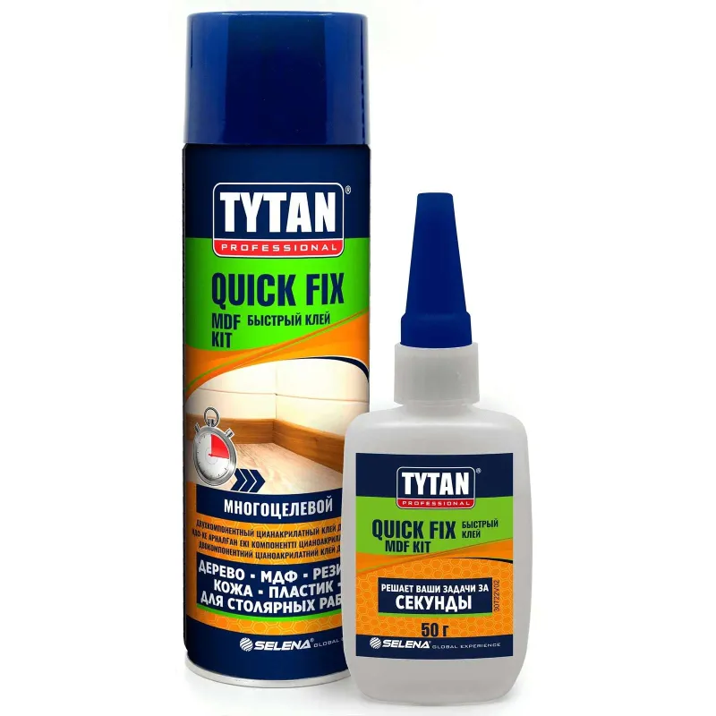 Клей цианакрилатный двухкомпонентный Tytan Quiсk Fix прозрачный 200 мл, 50 гр_1